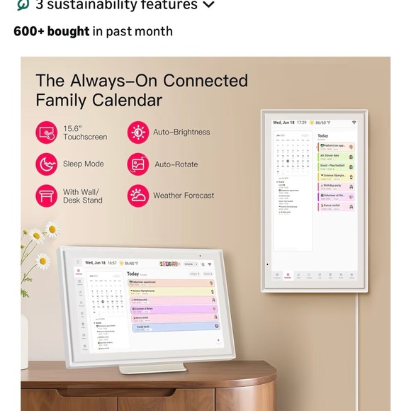 15.6" White Digital Calendar Tablet - New/Open Box - Picture 5 of 11